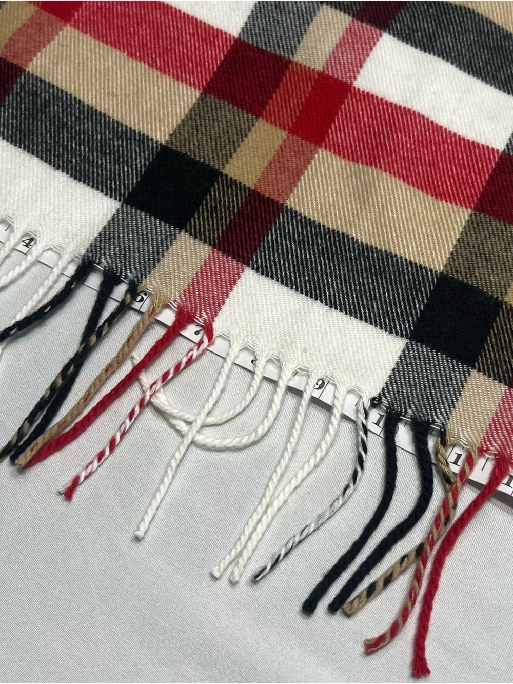 Set of 3 Cashmere Plaid Scarf in Red, Black, Tan, Cream